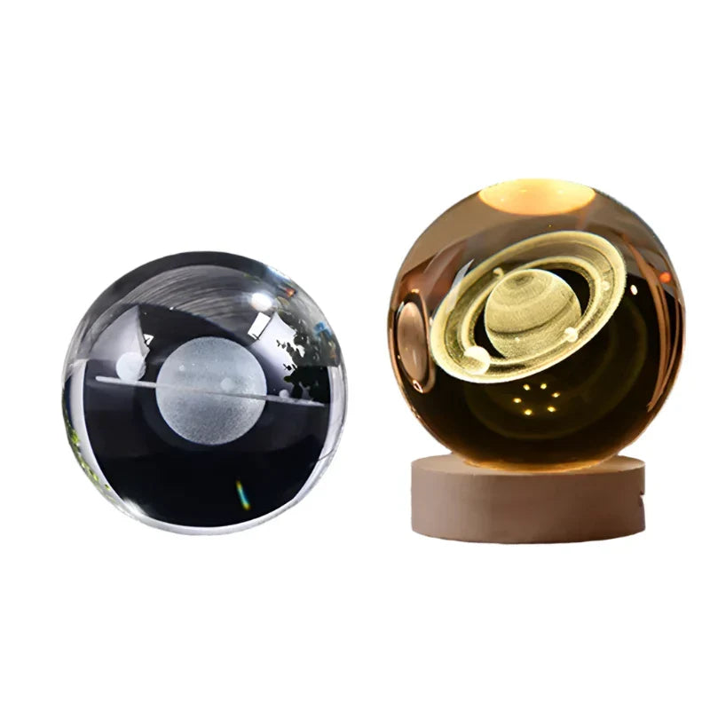 3D Crystal Night Light LED - Starry Sky Projector with Wooden Base, Romantic Lighting for Bedroom & Gifts | zavevo