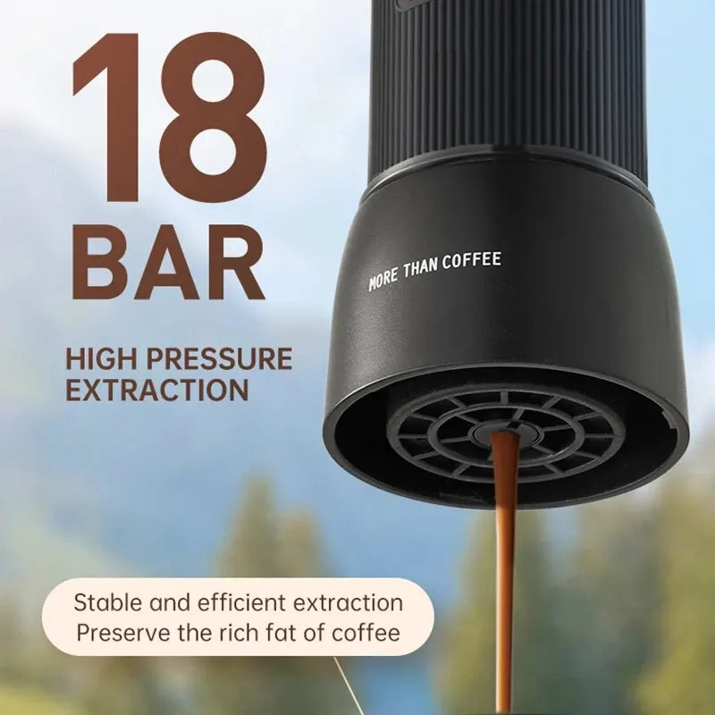 | Portable Coffee Machine 18 Bar, Hand Pressure Operation, ZZUOM CM101, Compact Extraction for Outdoor Camping Travel Use