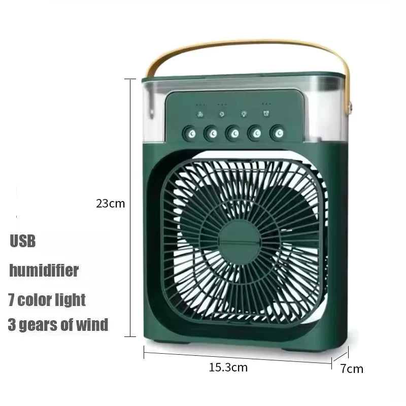 3-in-1 Mini Air Cooler Fan – Portable Household Air Conditioner with LED Night Light, Humidifier, and Adjustable Air for Home & Office | zavevo