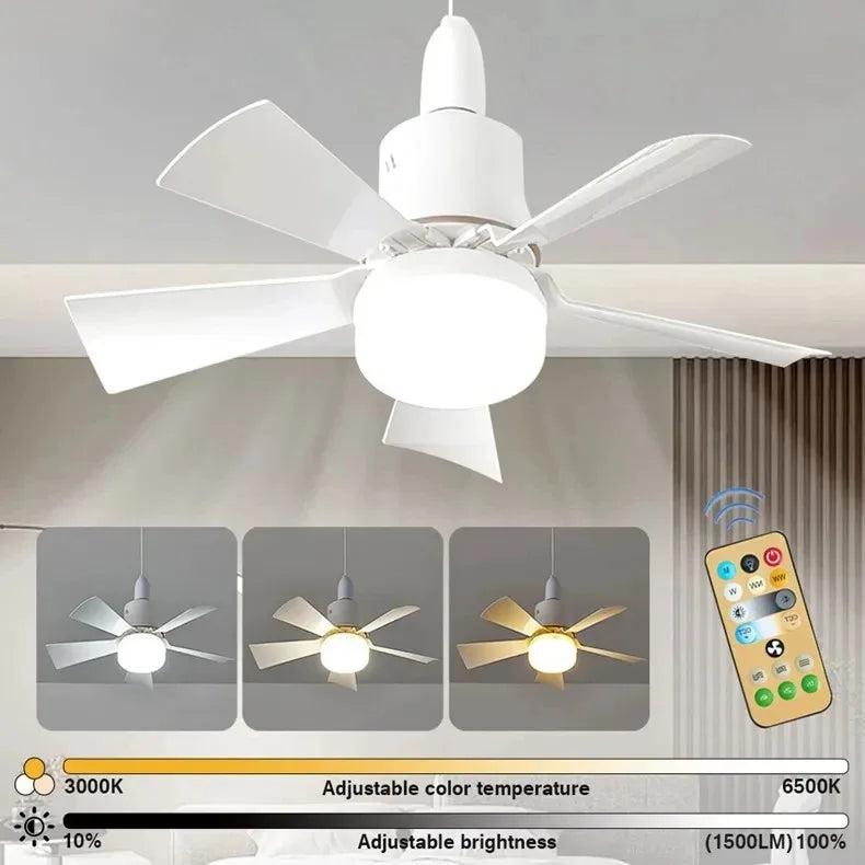 30W E27 Ceiling Fan Light with Remote - LED Dimming Function, Intelligent Silent Fan for Bedroom & Living Room | zavevo