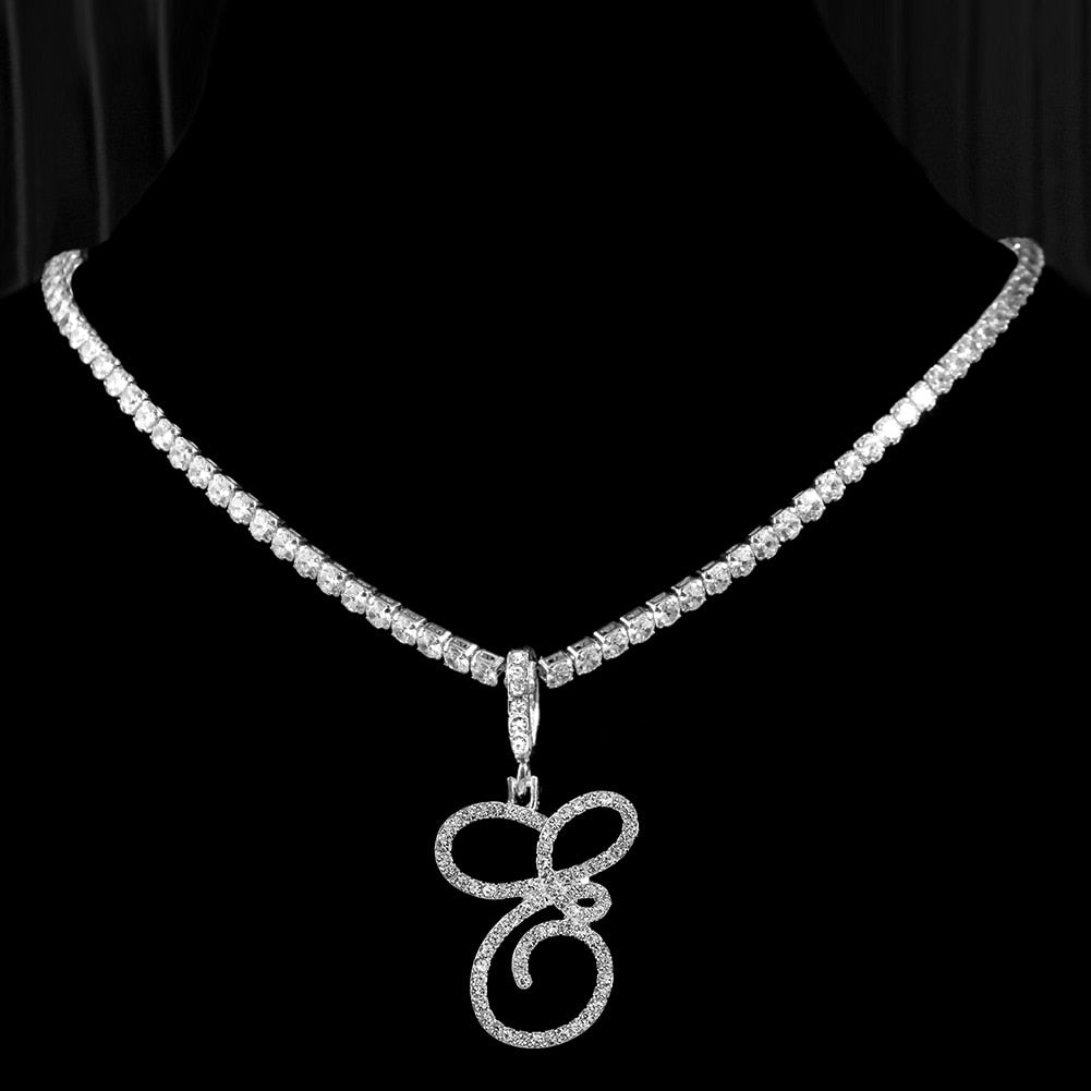 Initial Tennis Pendant Silver