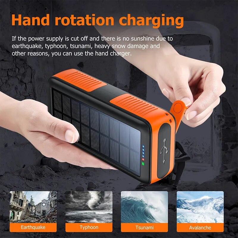 30000mAh Hand Crank Solar Power Bank: Never Run Out of Power Again