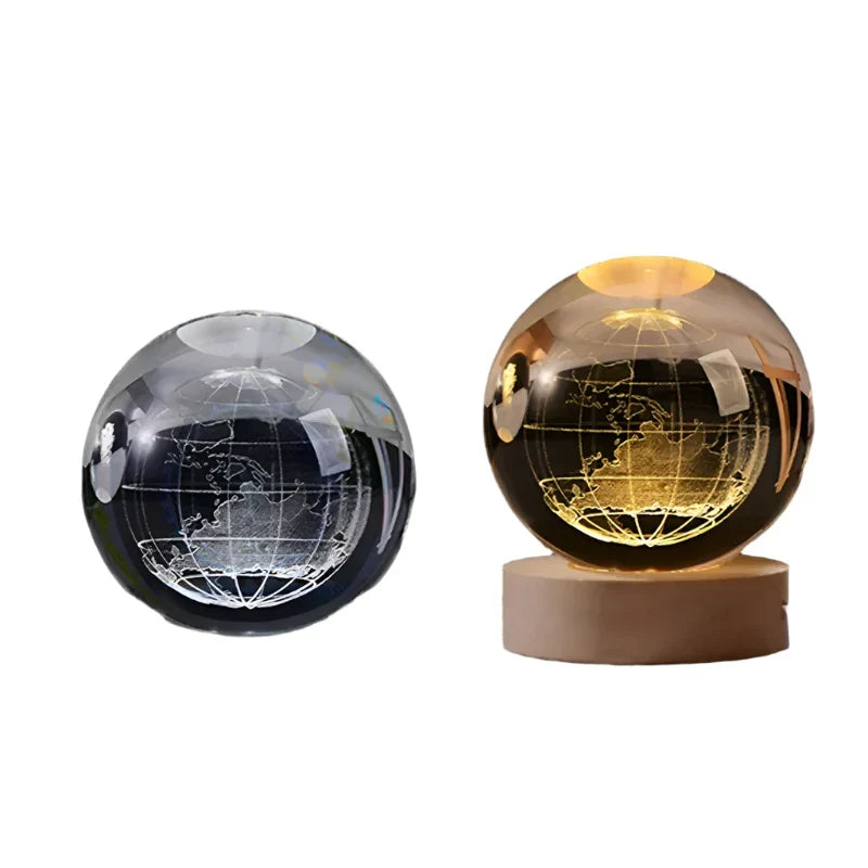 3D Crystal Night Light LED - Starry Sky Projector with Wooden Base, Romantic Lighting for Bedroom & Gifts | zavevo