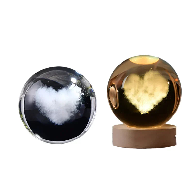 3D Crystal Night Light LED - Starry Sky Projector with Wooden Base, Romantic Lighting for Bedroom & Gifts | zavevo