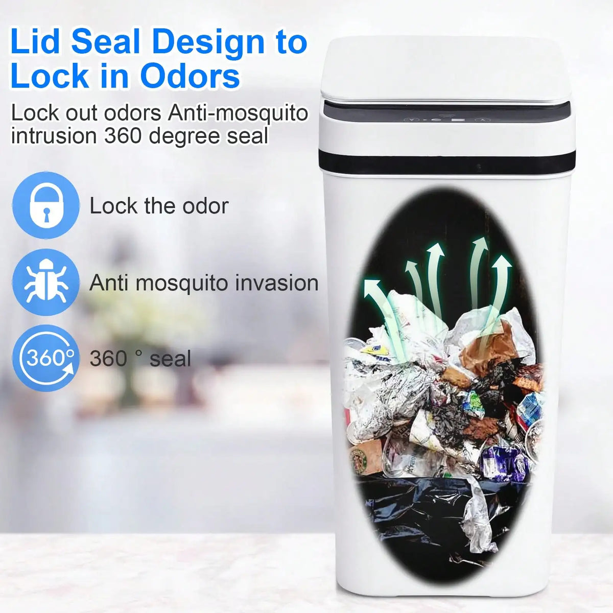 Touchless Motion Sensor Trash Can – Slim Water-Resistant Automatic Bin for Bathroom, Bedroom and Office