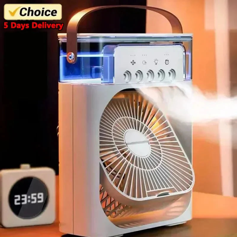 3 In 1 Fan AIr Conditioner Household Small Air Cooler LED Night Light Portable Humidifier Air Adjustment Fan Office Home Fan New | zavevo