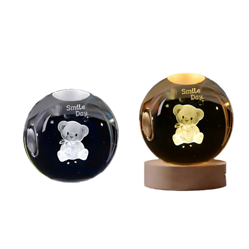 3D Crystal Night Light LED - Starry Sky Projector with Wooden Base, Romantic Lighting for Bedroom & Gifts | zavevo