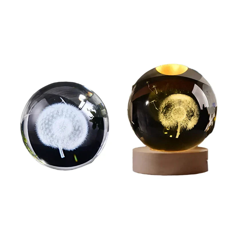 3D Crystal Night Light LED - Starry Sky Projector with Wooden Base, Romantic Lighting for Bedroom & Gifts | zavevo