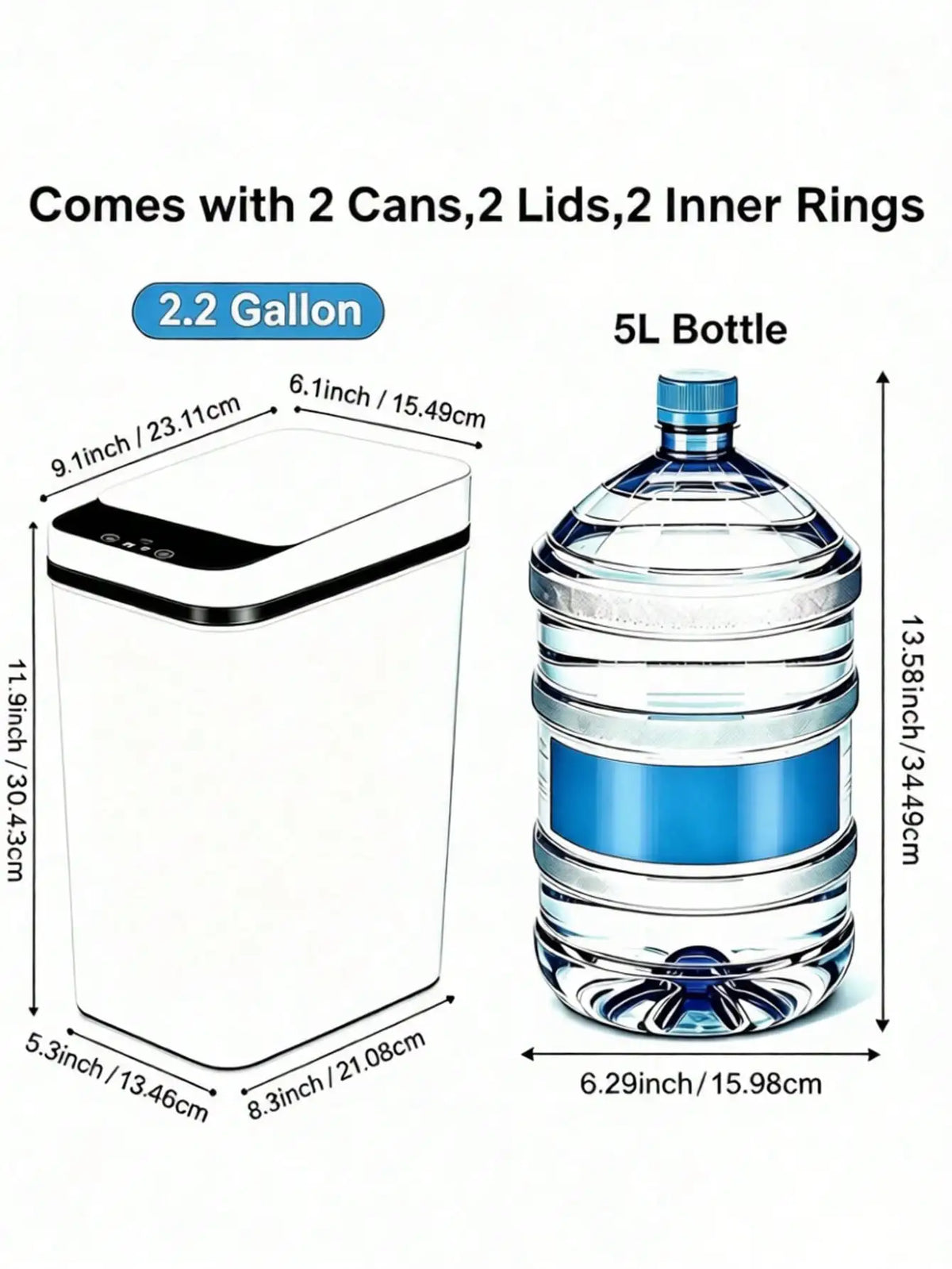 Touchless Motion Sensor Trash Can – Slim Water-Resistant Automatic Bin for Bathroom, Bedroom and Office