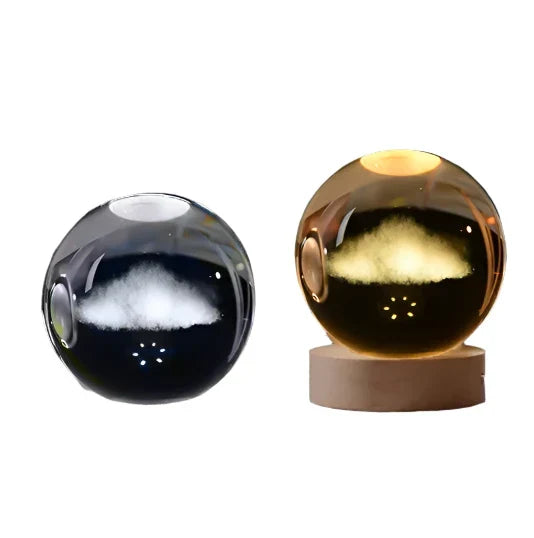 3D Crystal Night Light LED - Starry Sky Projector with Wooden Base, Romantic Lighting for Bedroom & Gifts | zavevo