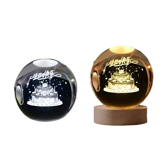 3D Crystal Night Light LED - Starry Sky Projector with Wooden Base, Romantic Lighting for Bedroom & Gifts | zavevo