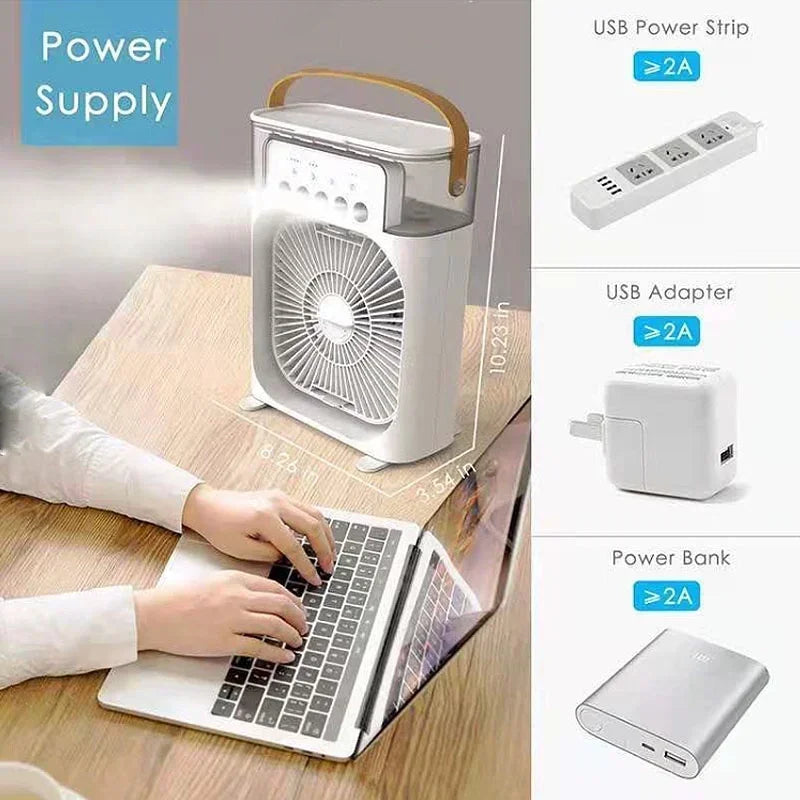 3 In 1 Fan AIr Conditioner Household Small Air Cooler LED Night Light Portable Humidifier Air Adjustment Fan Office Home Fan New | zavevo