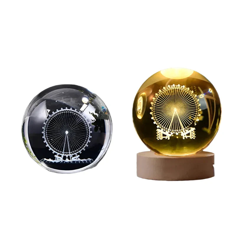 3D Crystal Night Light LED - Starry Sky Projector with Wooden Base, Romantic Lighting for Bedroom & Gifts | zavevo