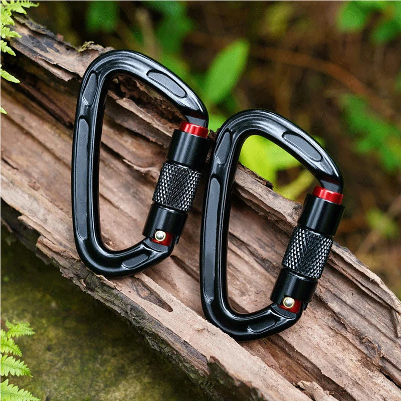 24KN Auto Lock D-Shaped Climbing Carabiner – Heavy-Duty Aluminum Alloy for Mountaineering, Rock Climbing & Caving
