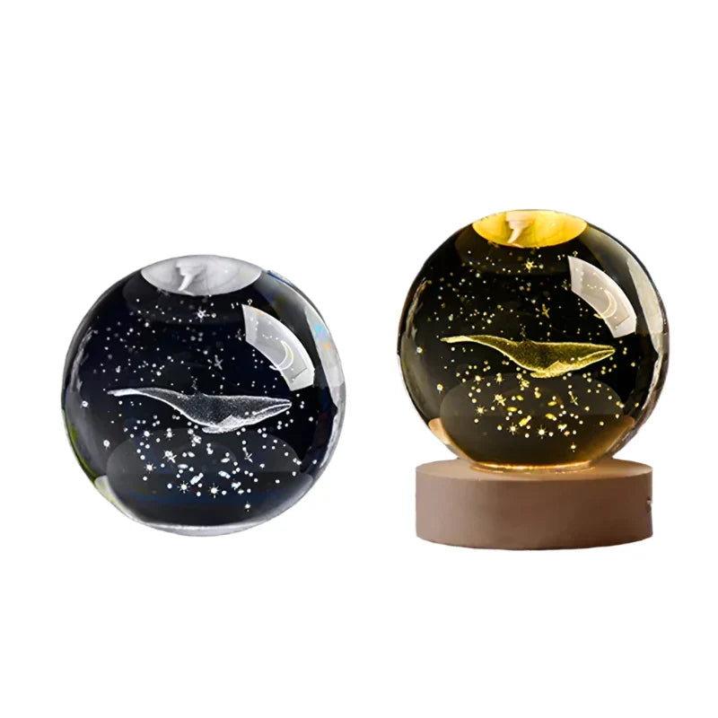 3D Crystal Night Light LED - Starry Sky Projector with Wooden Base, Romantic Lighting for Bedroom & Gifts | zavevo