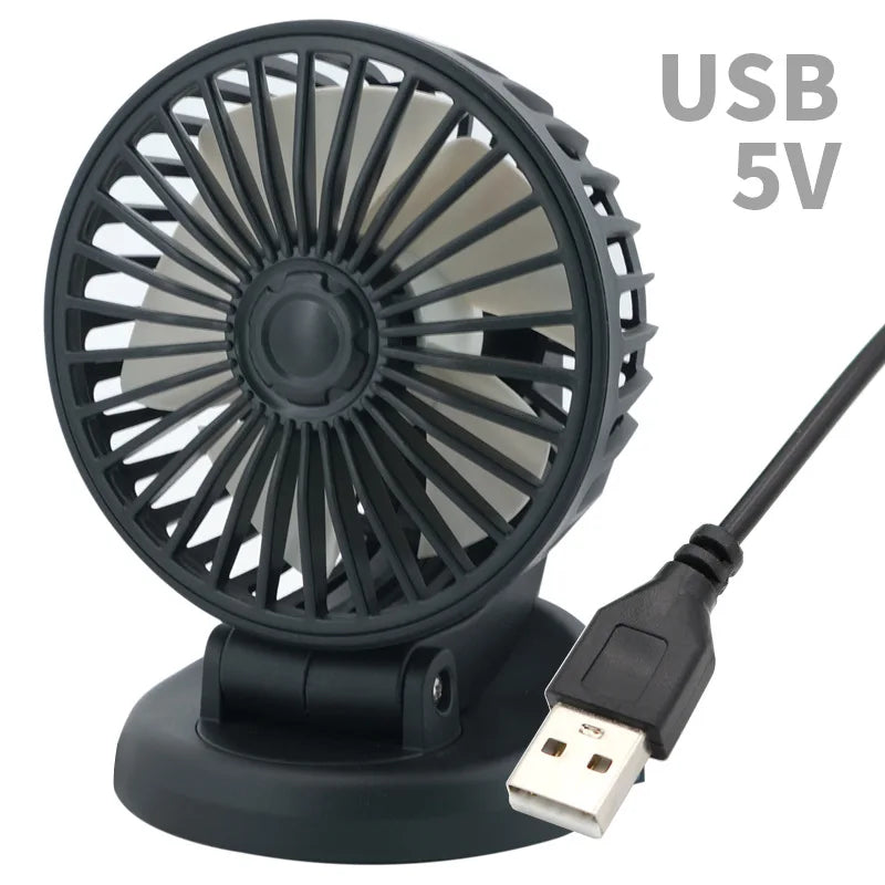 360° Adjustable Car Fan - 3-Head Automotive Electric Fan - USB/12V/24V - 2 Speeds - Silent Cooling for Home, Desk, Office & Car | zavevo