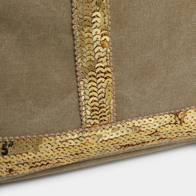 Black Work Bag  Canvas Tote with Sequin Detail | Naxos