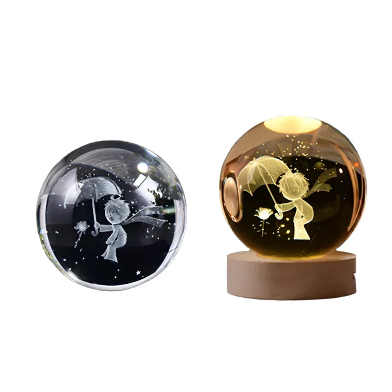 3D Crystal Night Light LED - Starry Sky Projector with Wooden Base, Romantic Lighting for Bedroom & Gifts | zavevo