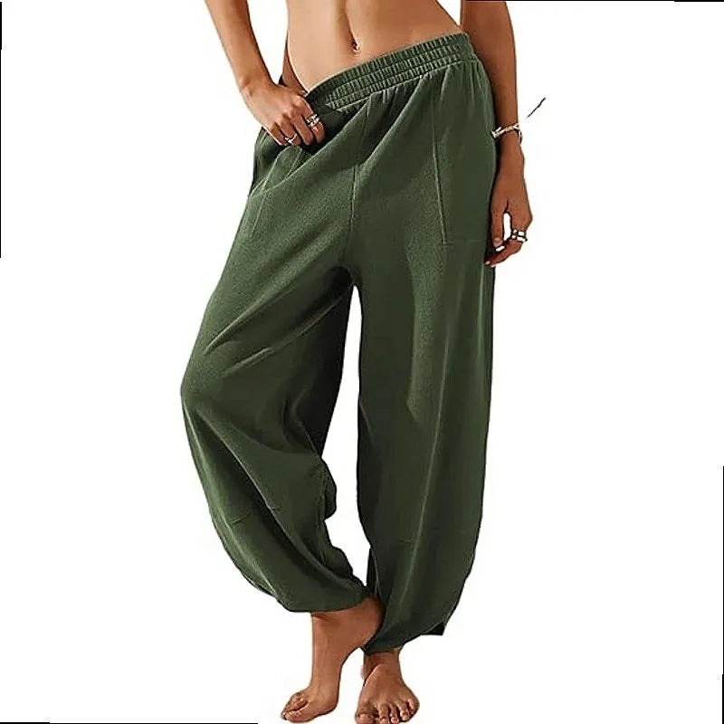 Women's Wide-Leg Palazzo Pants – Baggy Relaxed Fit with Elastic Waist and Pockets