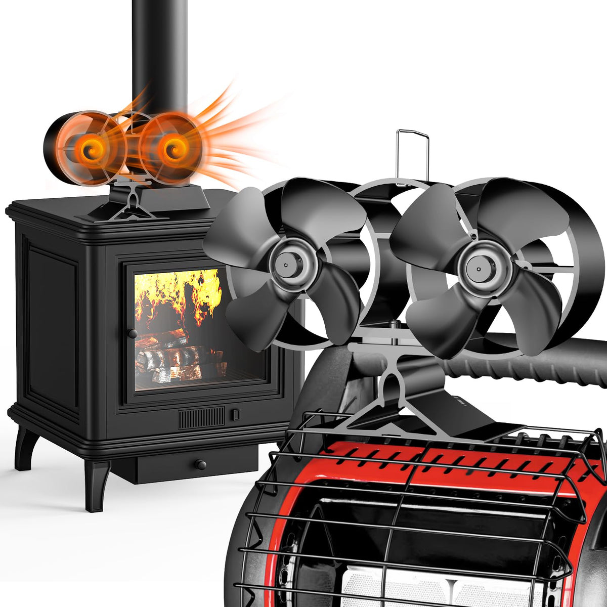 4 Blade Stove and Log Burner Fan for Wood/Fireplace | zavevo