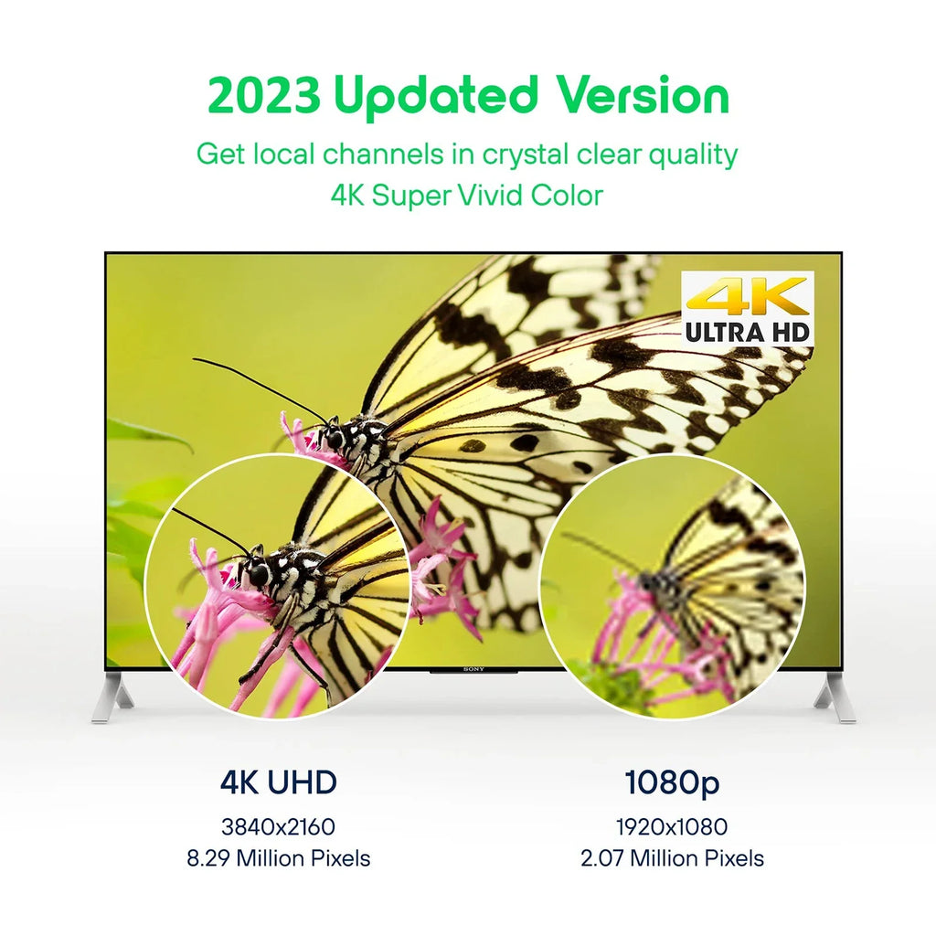4K HDTV Indoor Digital TV Antenna with 120 Mile Range & 25dBi Signal Booster – Supports VHF/UHF, IEC & F Connector, 3m Cable