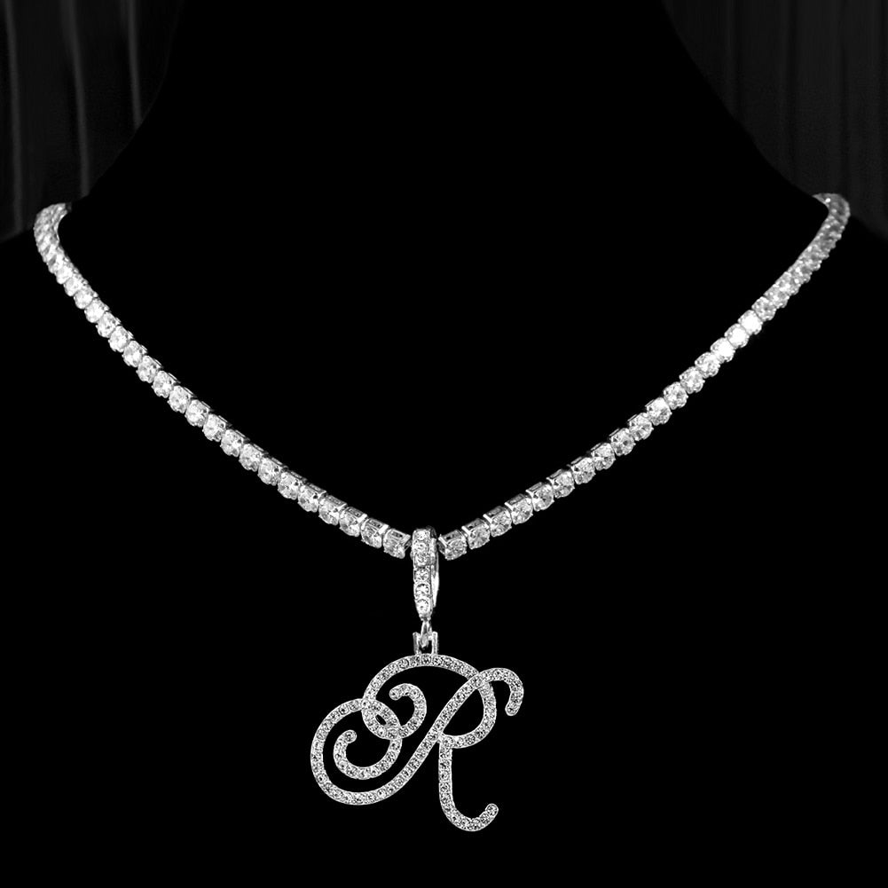 Initial Tennis Pendant Silver