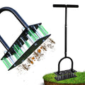 Manual Lawn Aerator Tool with 15 Iron Spikes – Heavy-Duty Foot-Operated Aerator with Self-Clearing Design