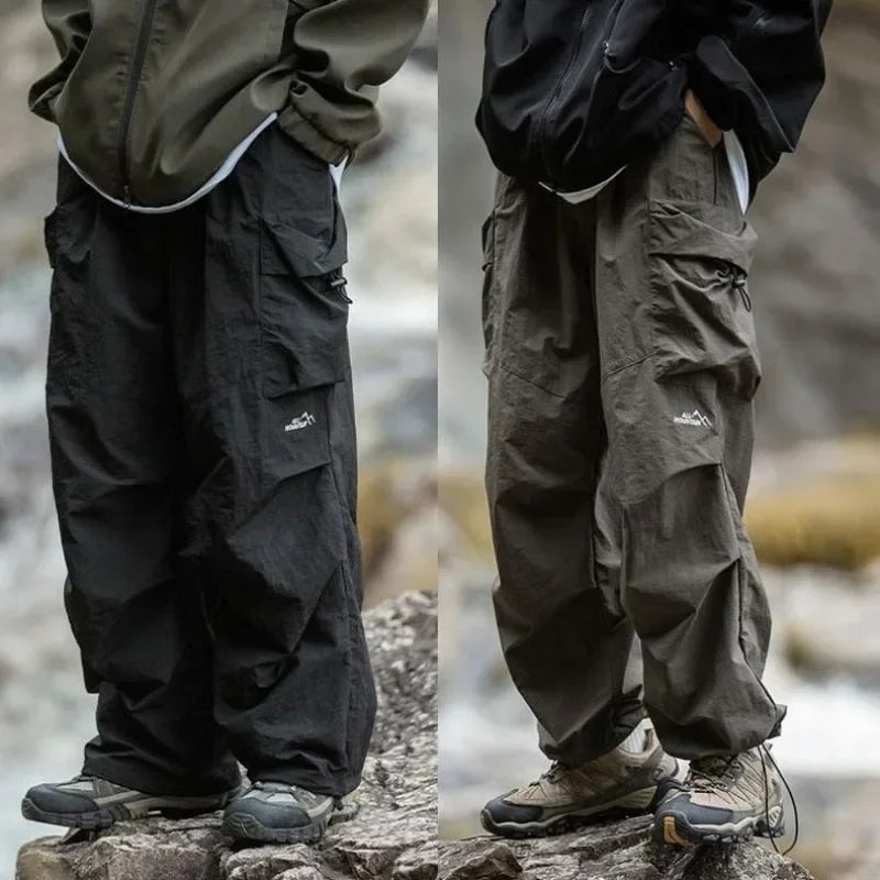 Unisex Loose-Fit Hiking Pants – Water-Resistant Outdoor Pants with Drawstring Waist and Pockets