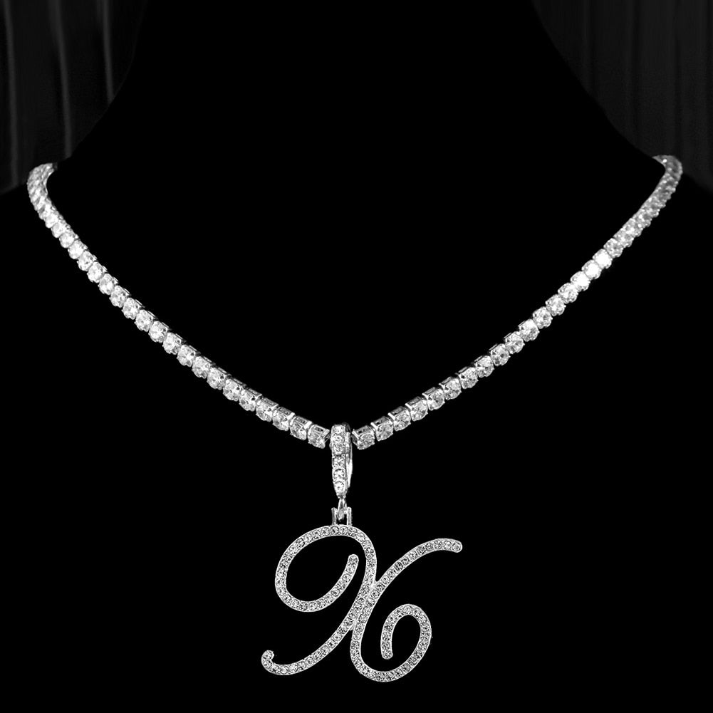 Initial Tennis Pendant Silver