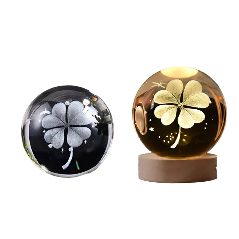 3D Crystal Night Light LED - Starry Sky Projector with Wooden Base, Romantic Lighting for Bedroom & Gifts | zavevo