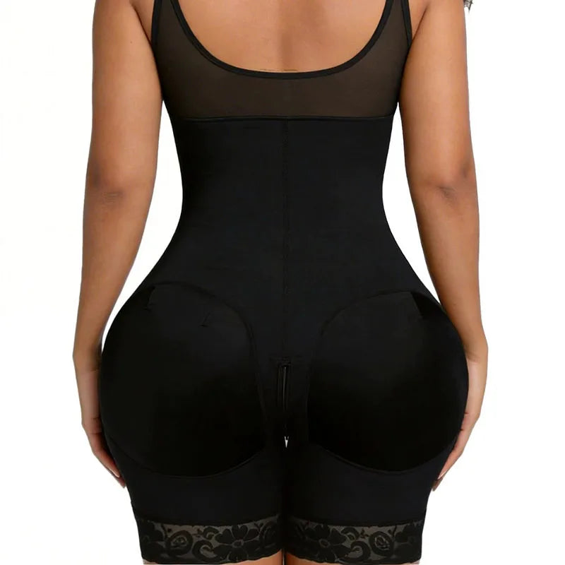 Seamless V-Neck Shapewear Bodysuit for Women – Tummy Control Body Shaper with Built-In Chest Pads