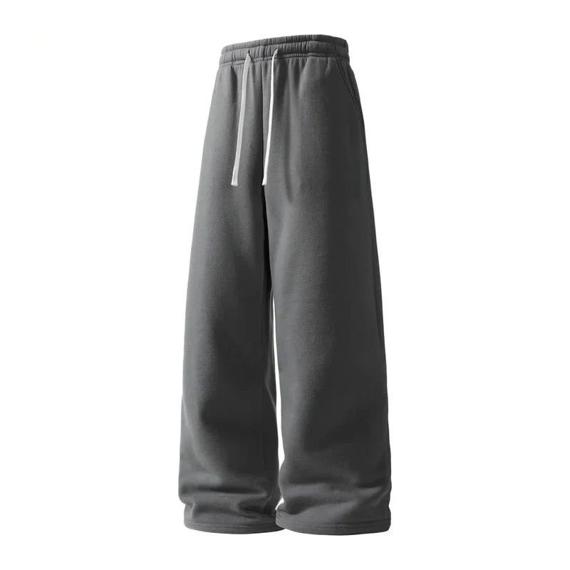 Men's Wide-Leg Sweatpants – Soft Cotton Loose Fit Drawstring Casual Pants