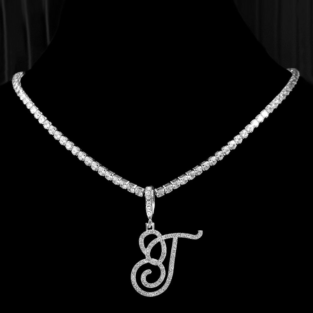 Initial Tennis Pendant Silver