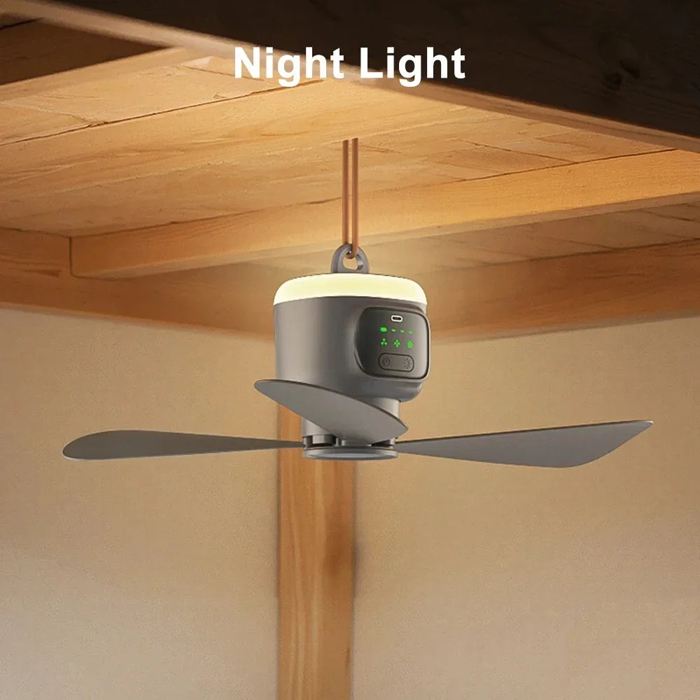 12000mAh Portable Ceiling Fan with Remote Control and Timer