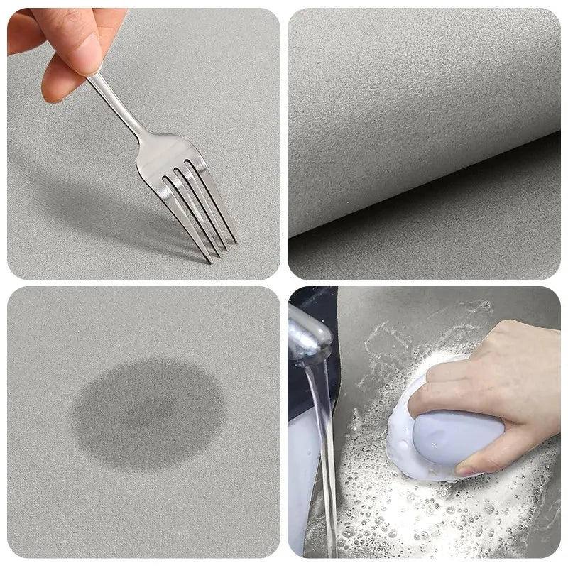 zavevo | Kitchen & Bath Mat AquaStone | Diatomite & Velvet Look | Super Absorbent & Non-Slip | Washable & Durable