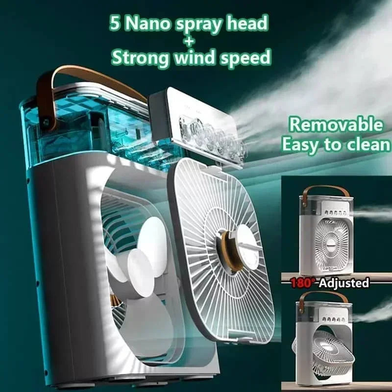 3 In 1 Fan AIr Conditioner Household Small Air Cooler LED Night Light Portable Humidifier Air Adjustment Fan Office Home Fan New | zavevo