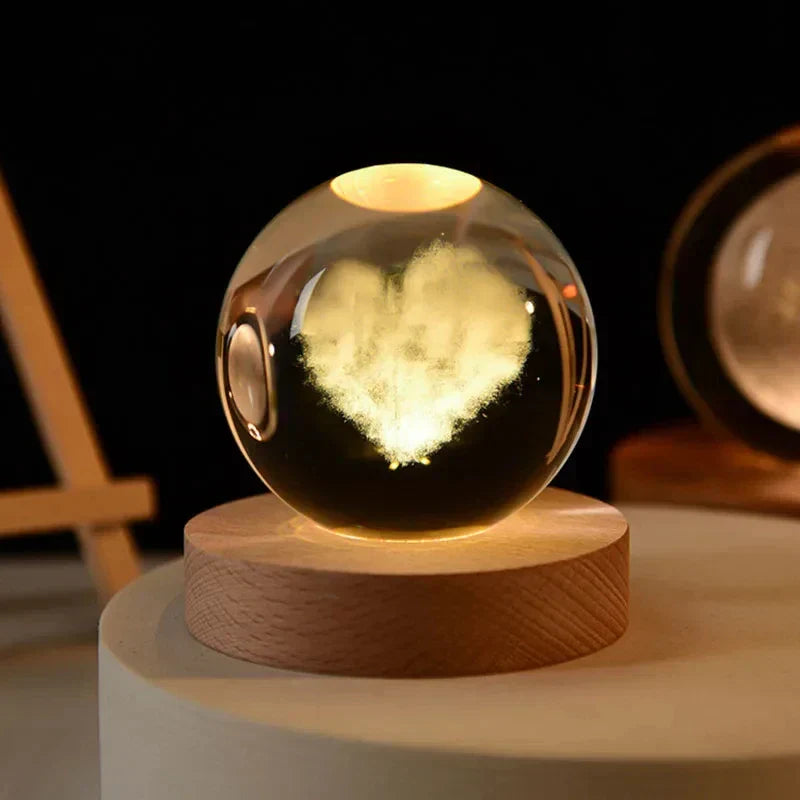 3D Crystal Night Light LED - Starry Sky Projector with Wooden Base, Romantic Lighting for Bedroom & Gifts | zavevo