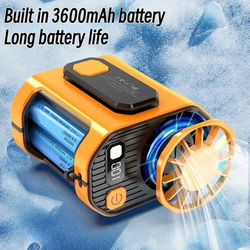 20000mAh Portable Waist Fan - Strong Wind Hanging Neck Fan with Power Bank and LED Lighting for Outdoor Sports and Work | zavevo