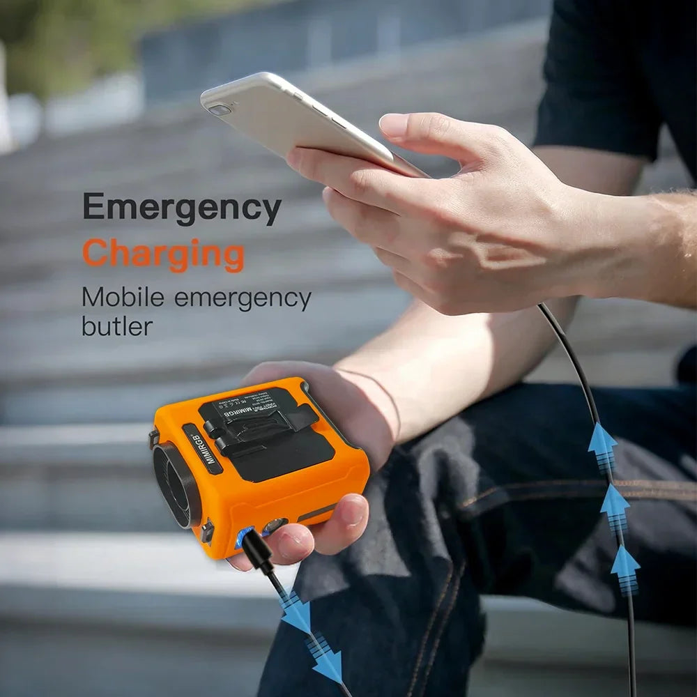 10000mAh Waist Clip Fan with Power Bank – Portable Hands-Free Rechargeable Fan | 5-Speed Cooling, Battery Display, USB Charging, Outdoor Wearable Fan | zavevo