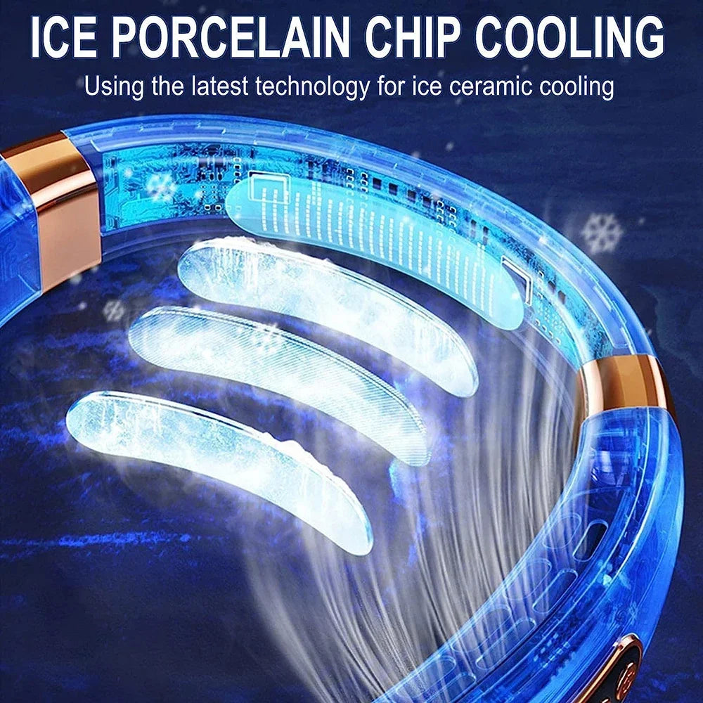 2025 Mini Hanging Neck Fan – Portable Bladeless Rechargeable Air Cooler with Digital Display, Personal Neck Ventilator | zavevo