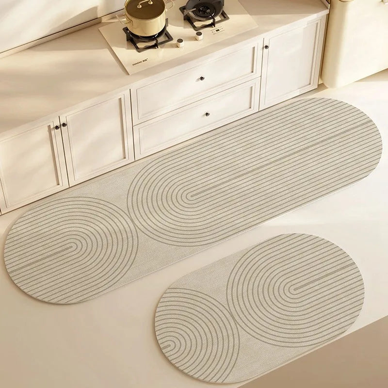zavevo | Kitchen & Bath Mat AquaStone | Diatomite & Velvet Look | Super Absorbent & Non-Slip | Washable & Durable