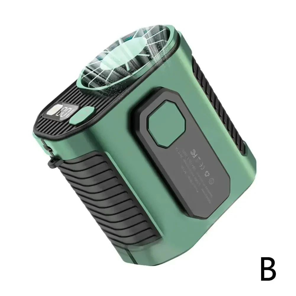 20000mAh Portable Waist Fan - Strong Wind Hanging Neck Fan with Power Bank and LED Lighting for Outdoor Sports and Work | zavevo
