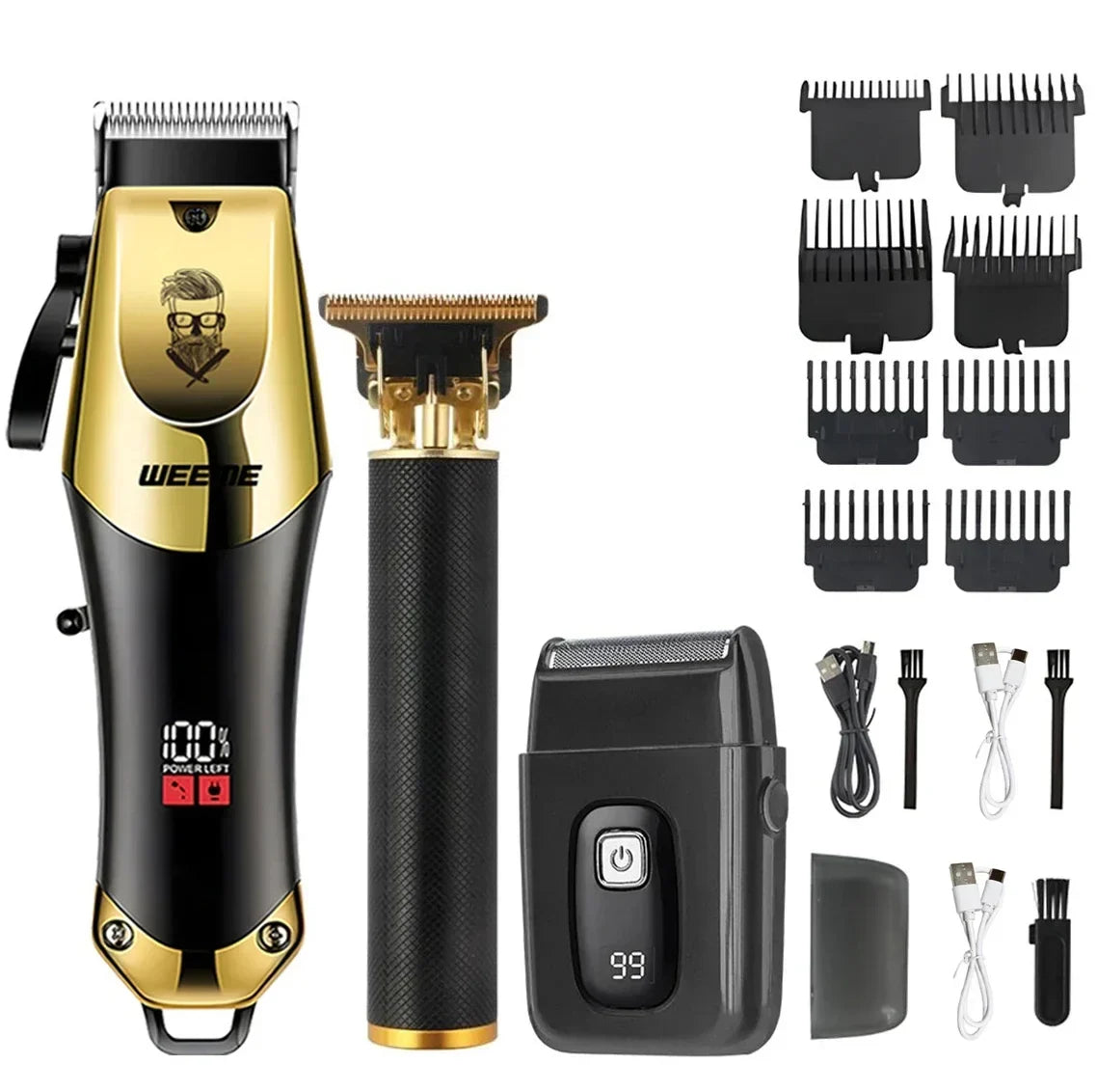 Vintage-Style Cordless Hair Clipper – USB Rechargeable Trimmer with Stainless Steel Blade, Gold or Black