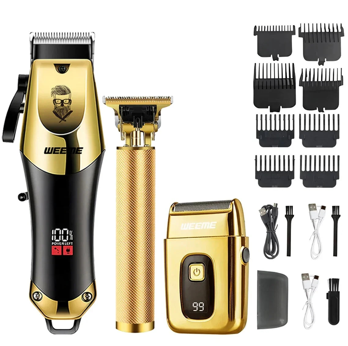 Vintage-Style Cordless Hair Clipper – USB Rechargeable Trimmer with Stainless Steel Blade, Gold or Black