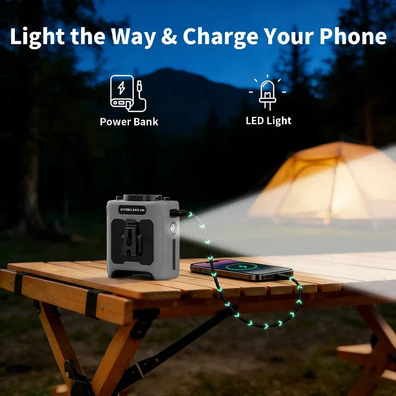 10000mAh Waist Clip Fan with Power Bank – Portable Hands-Free Rechargeable Fan | 5-Speed Cooling, Battery Display, USB Charging, Outdoor Wearable Fan | zavevo