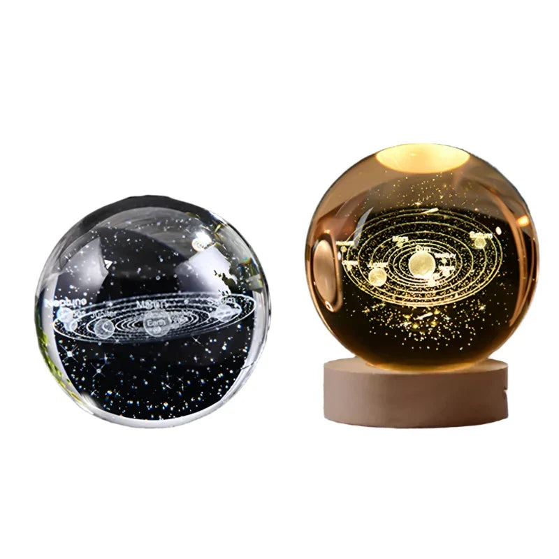 3D Crystal Night Light LED - Starry Sky Projector with Wooden Base, Romantic Lighting for Bedroom & Gifts | zavevo