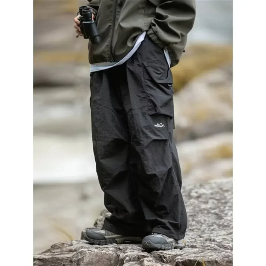 Unisex Loose-Fit Hiking Pants – Water-Resistant Outdoor Pants with Drawstring Waist and Pockets