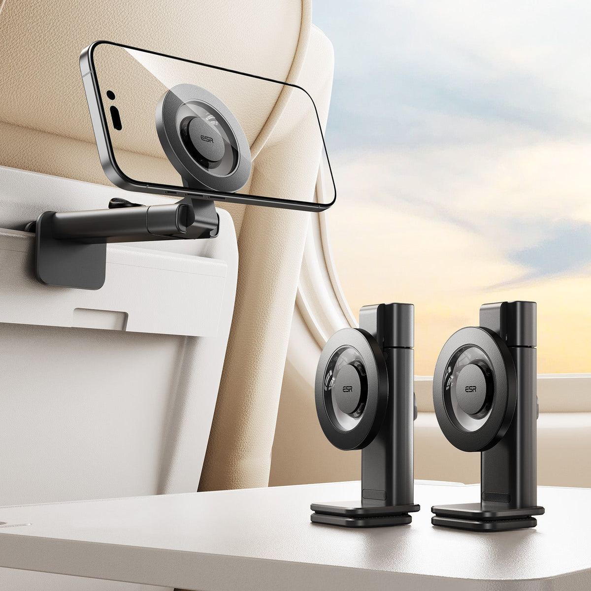 Airplane Phone Holder Mount (HaloLock) - Black