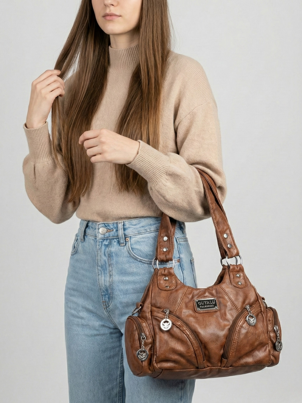 Small brown handbag for school | LIVORNO
