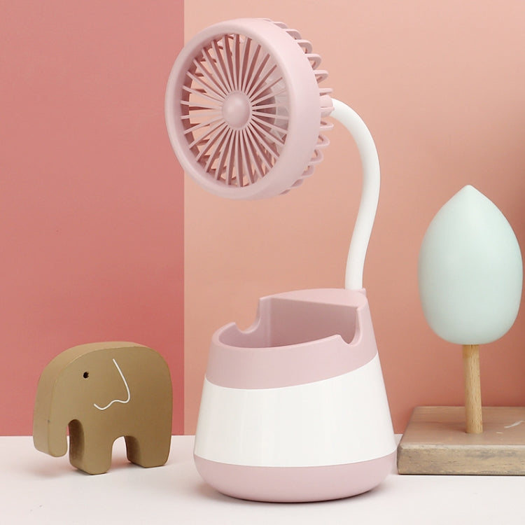 276A USB Charging Desktop Pen Holder Fan with Phone Holder Function Dormitory Portable Fan(Pink) | zavevo